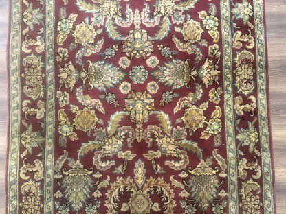 Indo Persian Mahal Rug 4x6, Floral Allover Pattern, Maroon