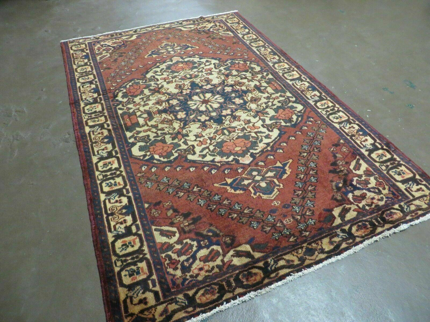 Antique Turkish Medallion Wool Rug Handmade 4x7 Vegetable Dye