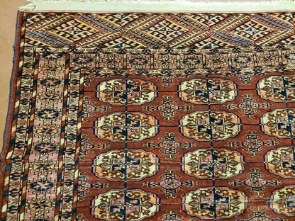 Antique Turkoman Bokhara Rug Balouch Handwoven Wool 47x46 Brick Red