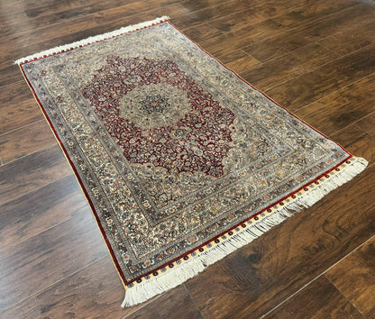 Sino Persian Silk Rug 3x5, Super Fine 440 KPSI, Floral Medallion, Handmade
