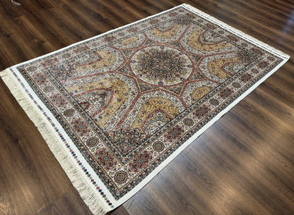 Turkish Silk Rug 5 By 7.6 Feet Dome Design Bamboo Silk Contemporary Area Rug