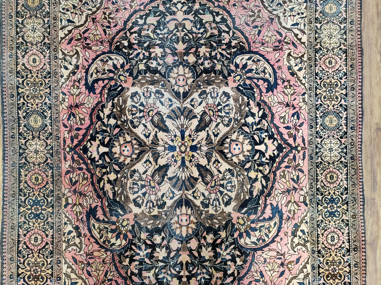 Antique Persian Farahan Rug Hand Knotted Wool 4 Ft 1 In By 6 Ft 5 In Vintage Collectible