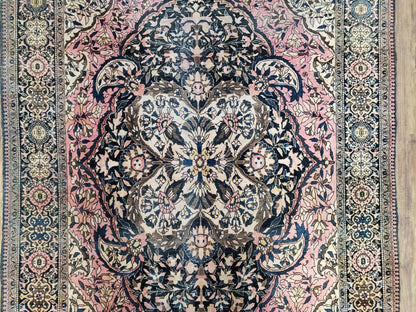 Antique Persian Farahan Rug Hand Knotted Wool 4 Ft 1 In By 6 Ft 5 In Vintage Collectible