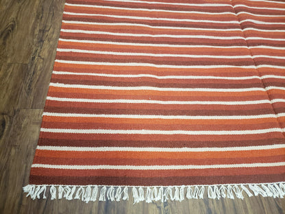 Handmade Wool Kilim Throw Blanket Twin Size Striped Woolen Bedding Decor