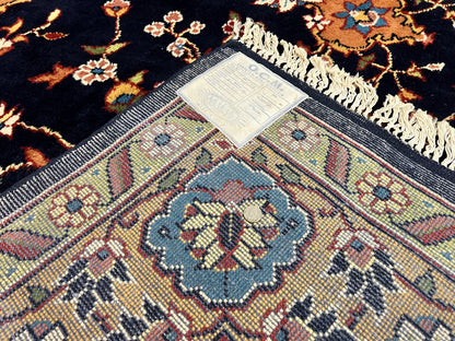 Indo Persian Rug 12x15, Mahal Sarouk Rug 12 x 15, Wool Hand Knotted Vintage Carpet, Navy Blue, Oversized Rug, Center Medallion