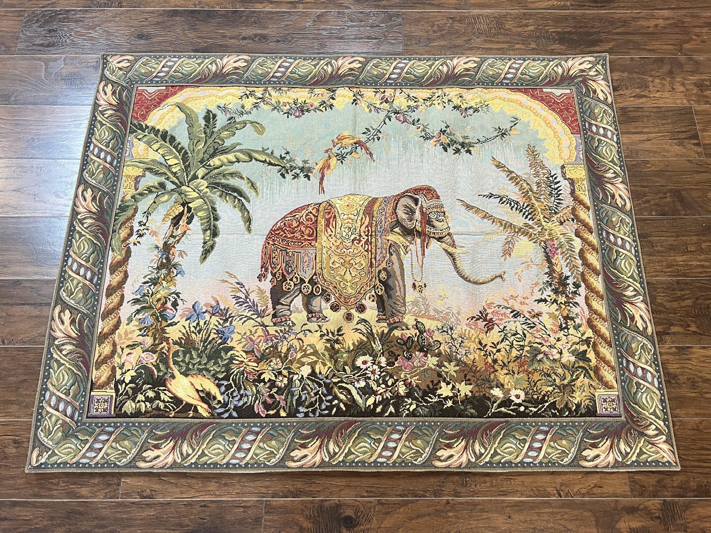 Vintage Tapestry 4 x 5.6, Adorned Elephant Pictorial