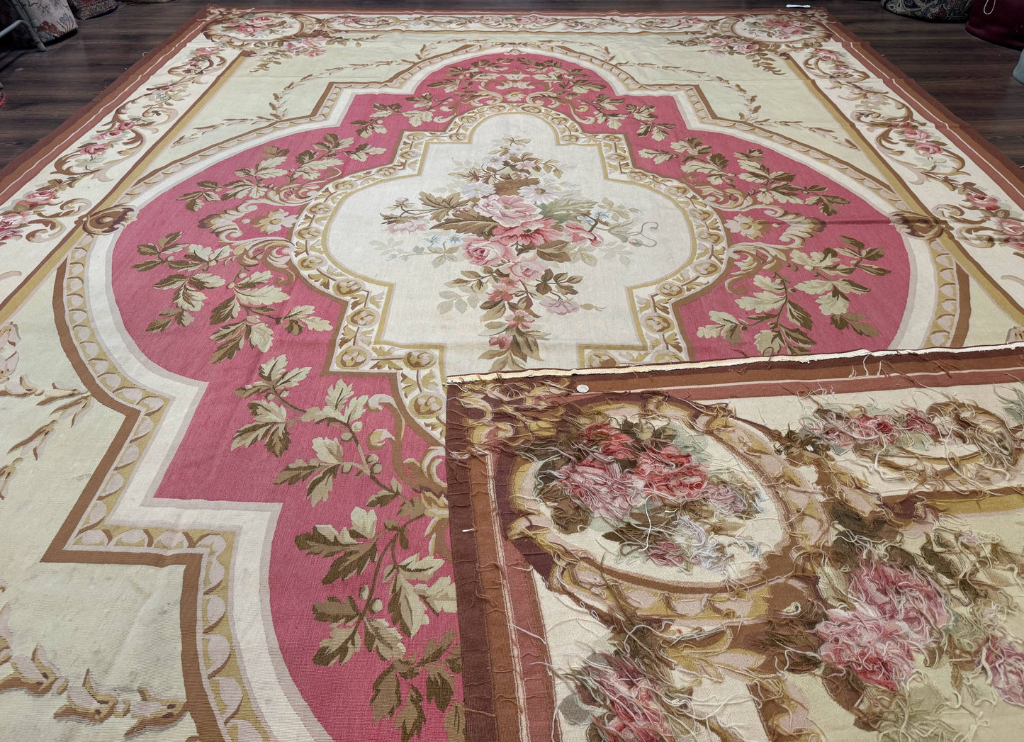 Large Aubusson Rug 10x14, European Elegant French Design, Floral Carpet