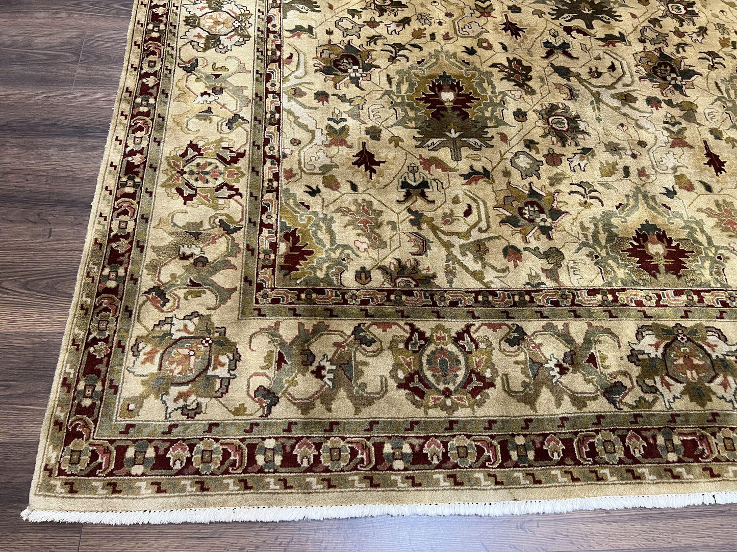Indo Persian Mahal Rug 8x10 Handmade Hand Knotted Wool Carpet With Floral Design