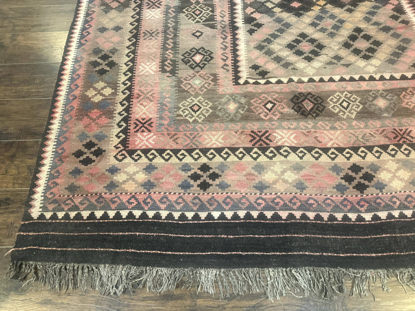 Persian Kurdish Kilim Rug 8x10 Handwoven Wool Flatweave Vintage Zarand Kilim