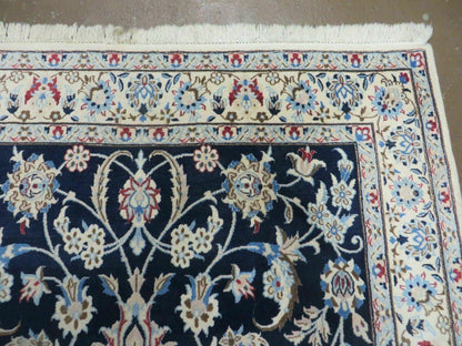 Persian Nain Rug 4x7 Handmade Wool And Silk Details Vintage Oriental