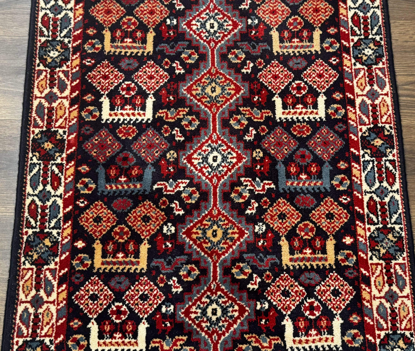 Karastan Yuruk Wool Rug 3x4 Tribal Geometric Navy Blue Area Rug