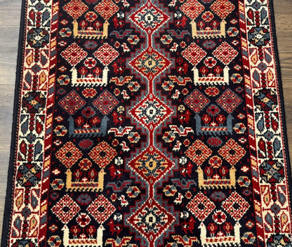 Karastan Yuruk Wool Rug 3x4 Tribal Geometric Navy Blue Area Rug