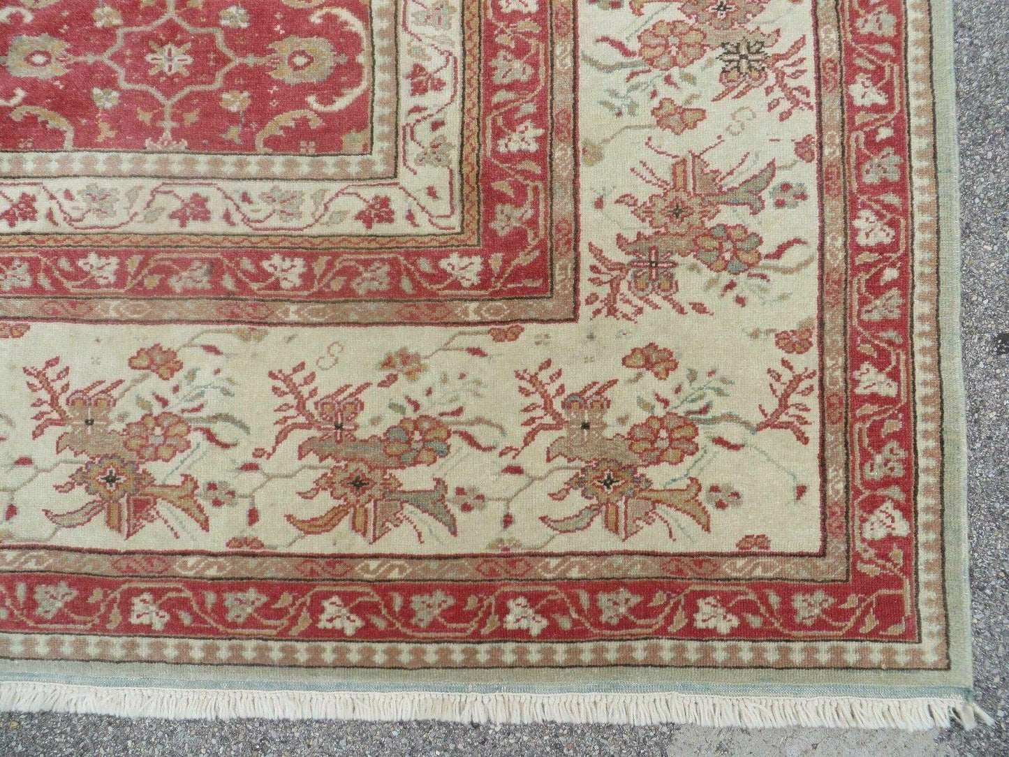 12' X 18' Palace Size Handmade Egyptian Wool Rug Carpet Soft Colors Red & Beige