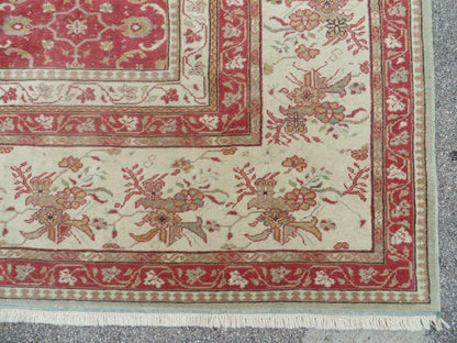 12' X 18' Palace Size Handmade Egyptian Wool Rug Carpet Soft Colors Red & Beige