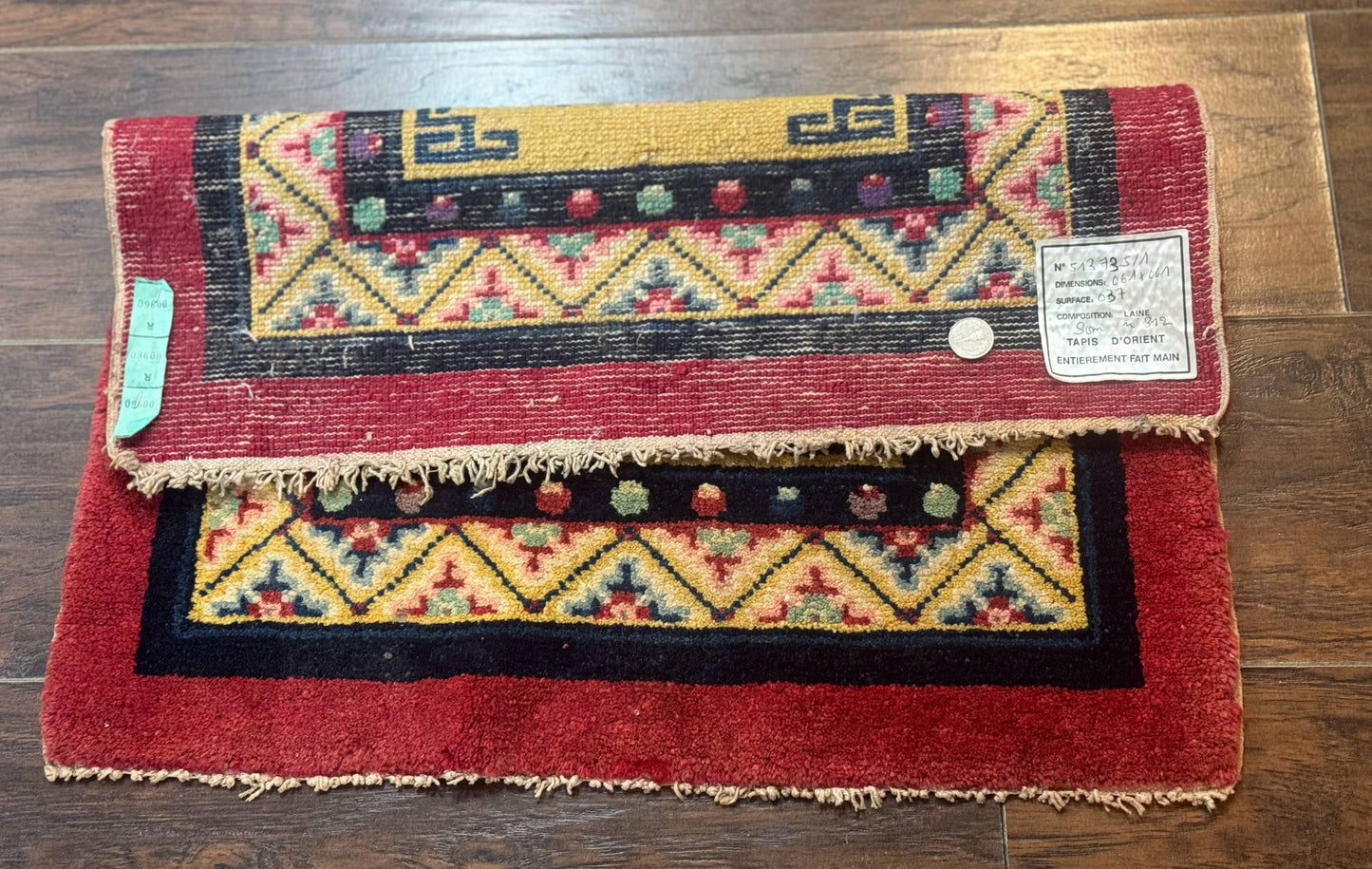 Antique Chinese Wool Rug Square 2x2 Hand Knotted Handmade Area Rug