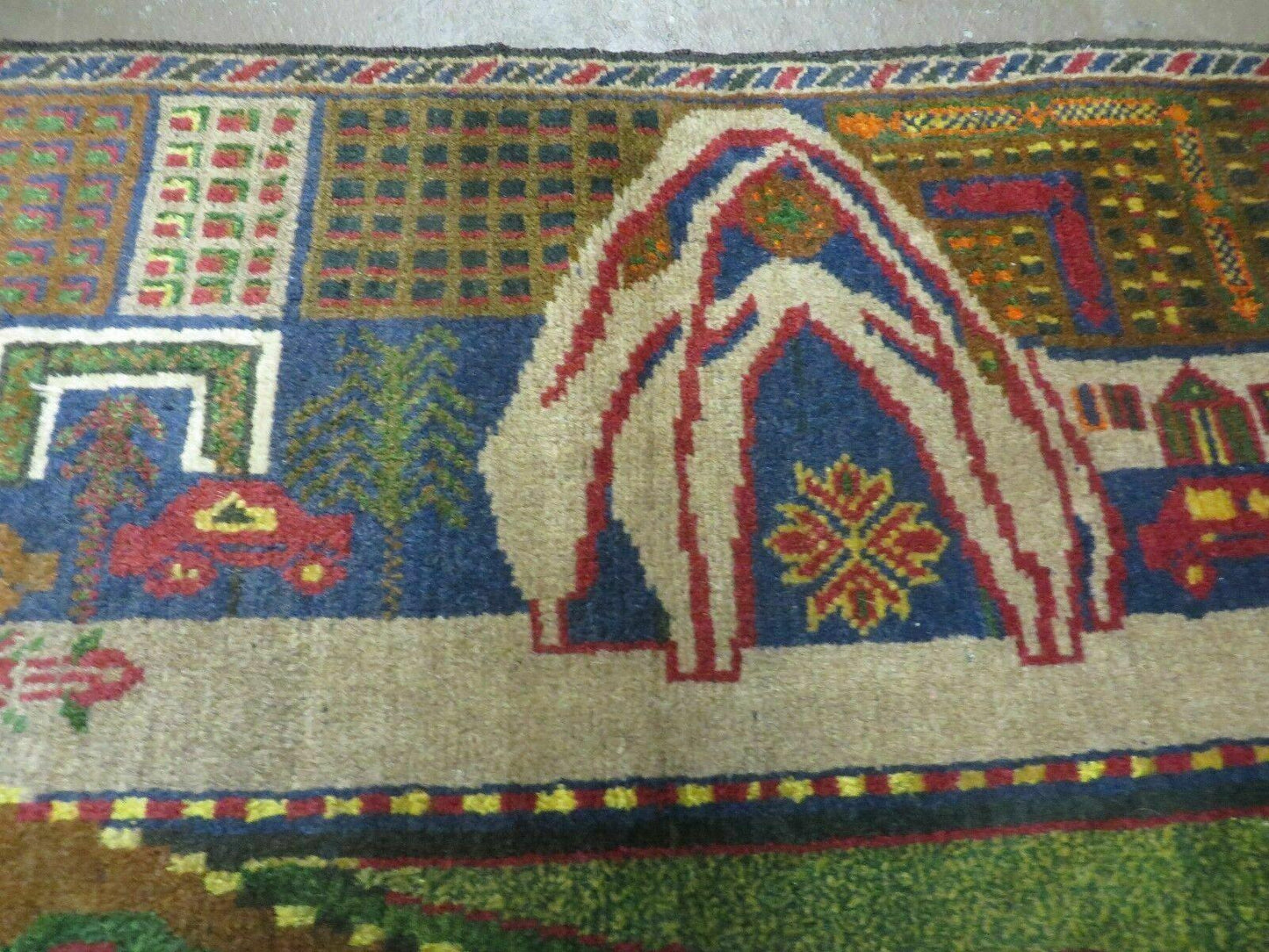 Vintage Afghan Balouch Tribal Wool Pictorial Rug 3x5 Handmade