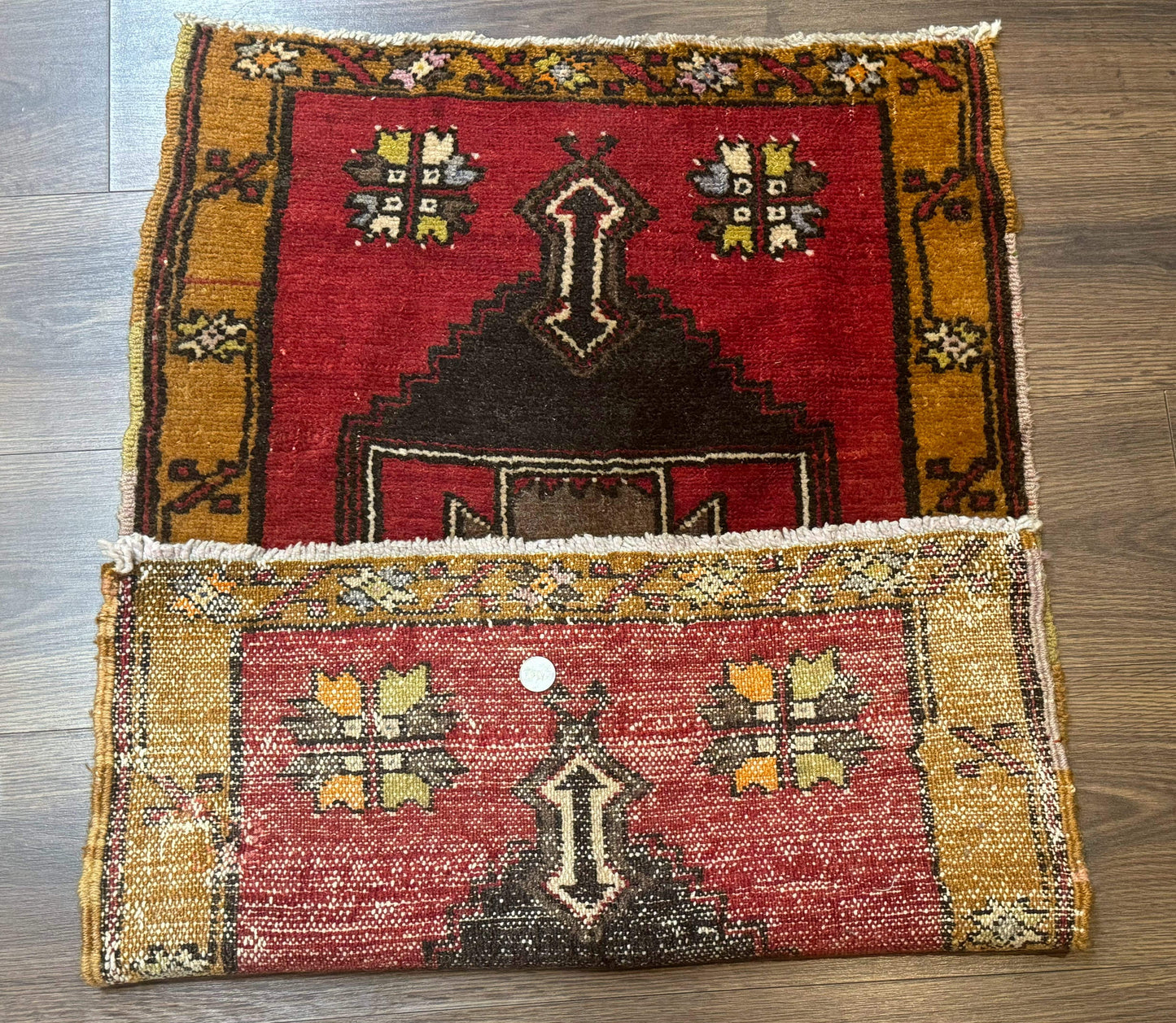 Turkish Yastik Rug 2x3 Geometric Medallion Hand Knotted Wool Red