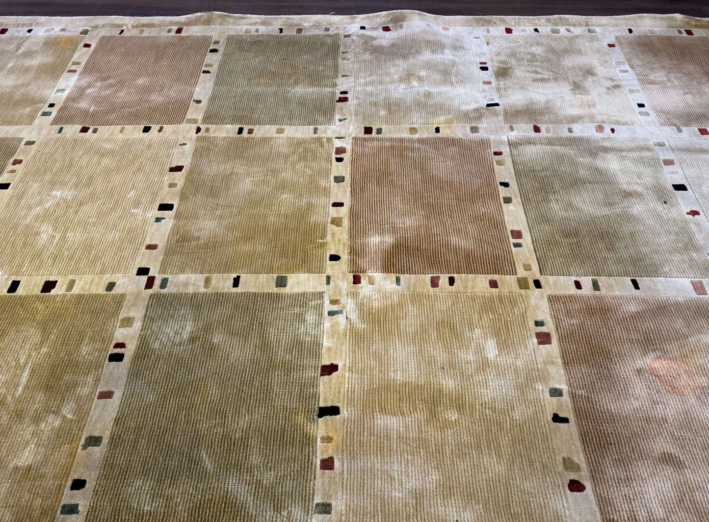 Large Wool Rug 10x13 Modern Panel Design Contemporary Carpet