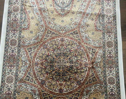 Turkish Silk Runner Rug 2.6 x 13, Dome Design, Hereke Runner, Bamboo Silk, New