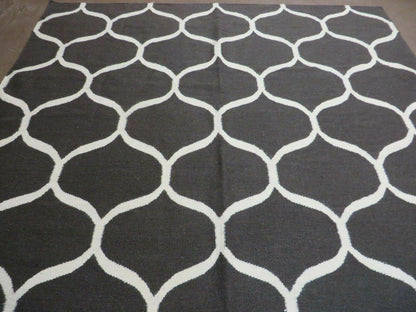 Handmade Flat Weave Wool Rug 5x8 Modern Contemporary Vegetable Dyes