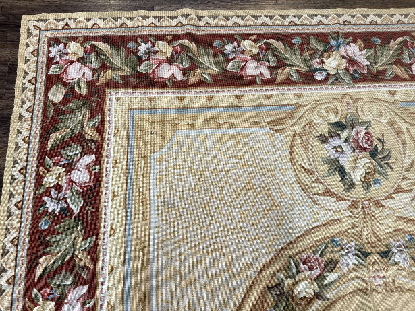 Needlepoint Rug 8x10 Aubusson Savonnerie European Floral Elegant Handwoven Wool Carpet
