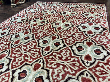 Portuguese Rug 9x12 Vintage Handmade Wool Carpet Handcrafted For Timeless Interiors