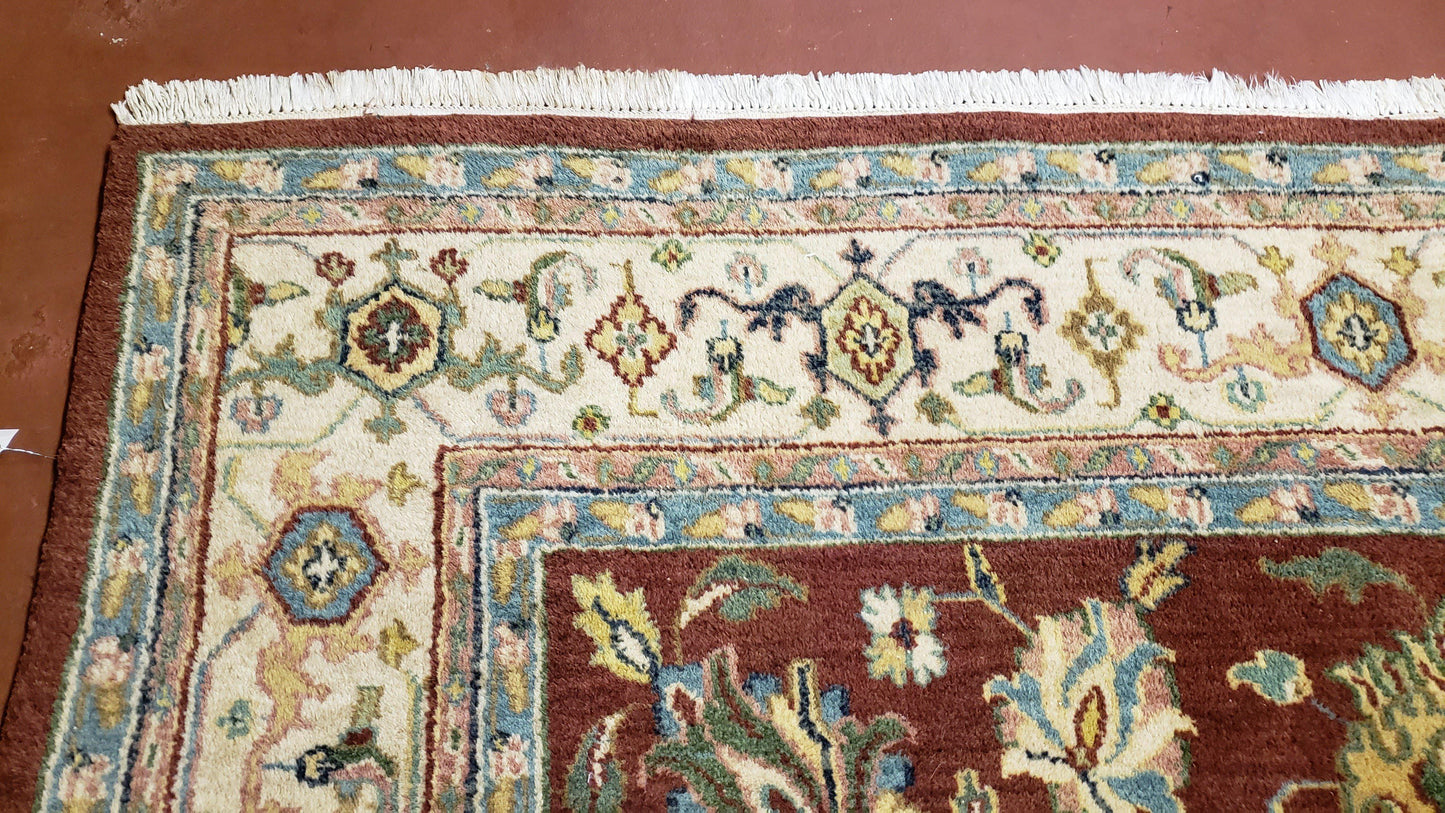 Indo Mahal Rug 8x12 Floral Allover Wool Vintage Handmade Carpet