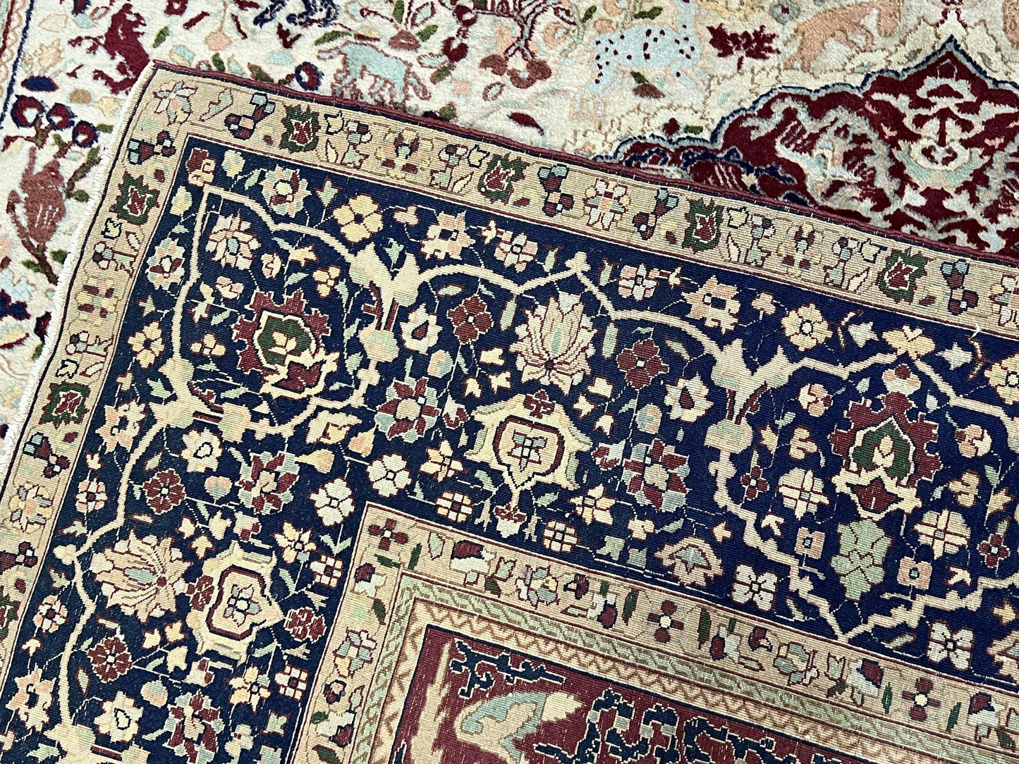 Antique Indian Agra Rug Rare Early 20th Century Hand Knotted Wool Collectible Oriental Carpet