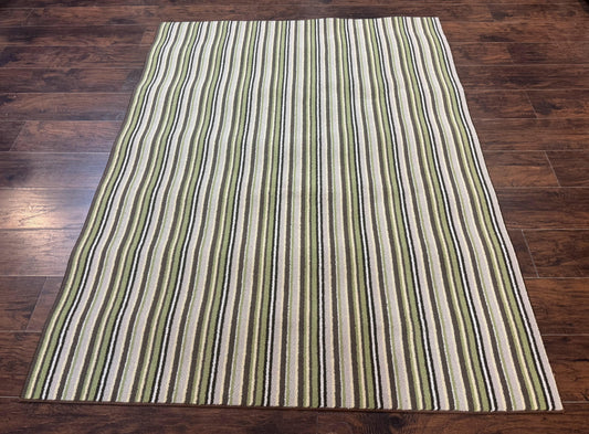 Stark Power Loomed Striped Rug 5x6 Multicolor Vintage Carpet