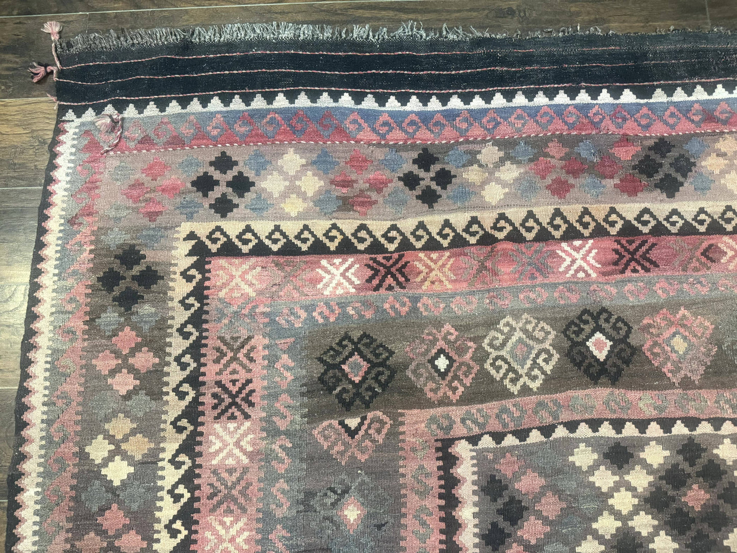 Persian Kurdish Kilim Rug 8x10 Handwoven Wool Flatweave Vintage Zarand Kilim