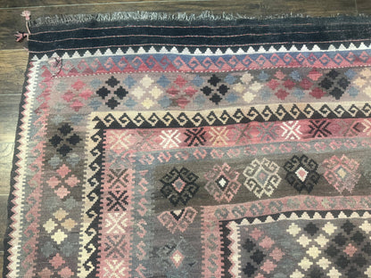 Persian Kurdish Kilim Rug 8x10 Handwoven Wool Flatweave Vintage Zarand Kilim