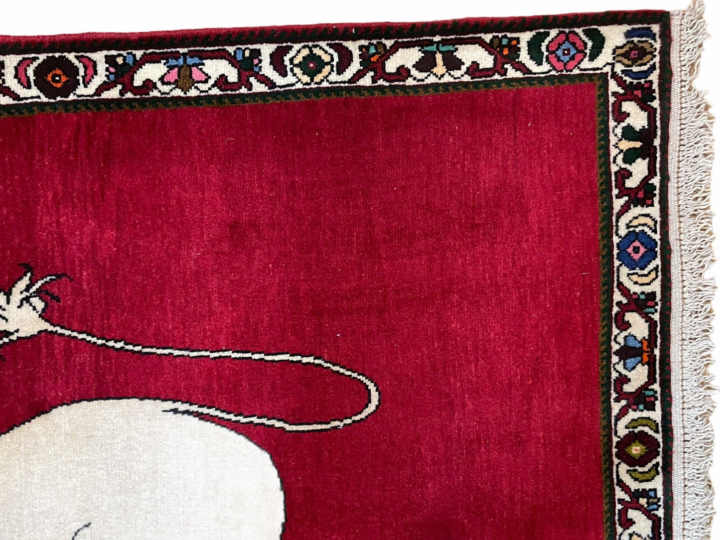 Handmade Hand Knotted Wool Rug 4x6 Zagros Lion Red Ivory Tribal