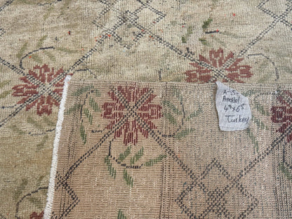 Turkish Rug 5x6 Oushak Carpet Beige Hand Knotted Wool Area Rug