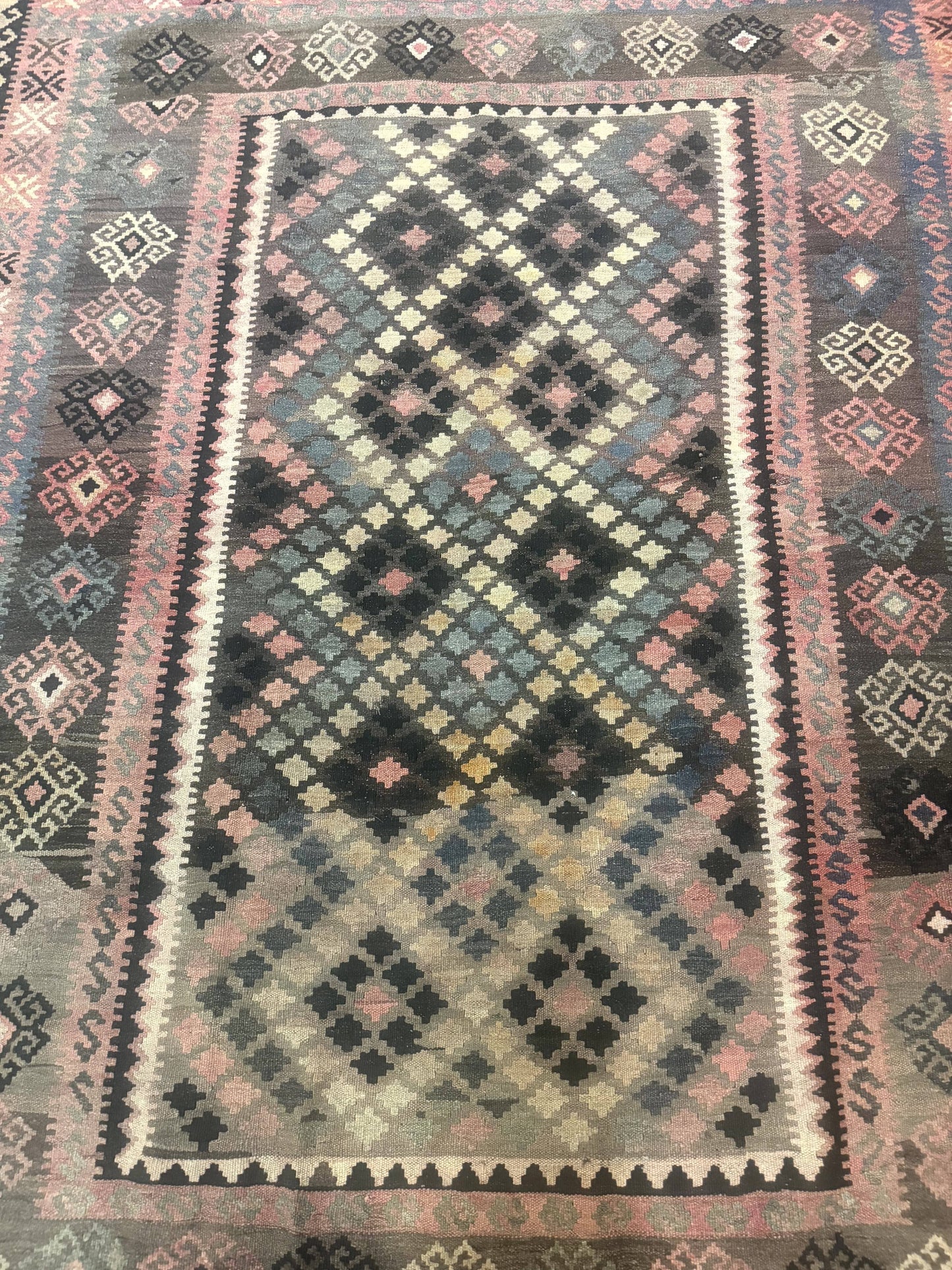 Persian Kurdish Kilim Rug 8x10 Handwoven Wool Flatweave Vintage Zarand Kilim