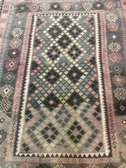 Persian Kurdish Kilim Rug 8x10 Handwoven Wool Flatweave Vintage Zarand Kilim