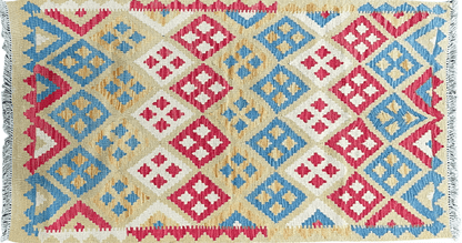 Kilim Rug 3x5 Multicolor Tribal Turkish Anatolian Wool Flatweave Area Rug