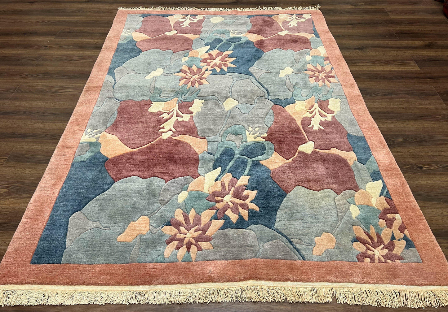 Modern Tibetan Rug Hand Knotted Wool Carpet 6x8 Multicolor Floral Abstract Pattern