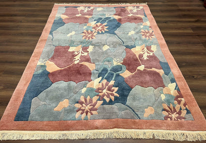 Modern Tibetan Rug Hand Knotted Wool Carpet 6x8 Multicolor Floral Abstract Pattern