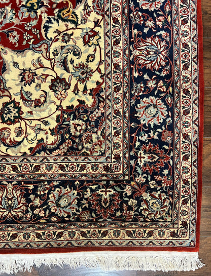 Hand Knotted Persian Rug 7x10 Vintage Wool Floral Medallion Carpet