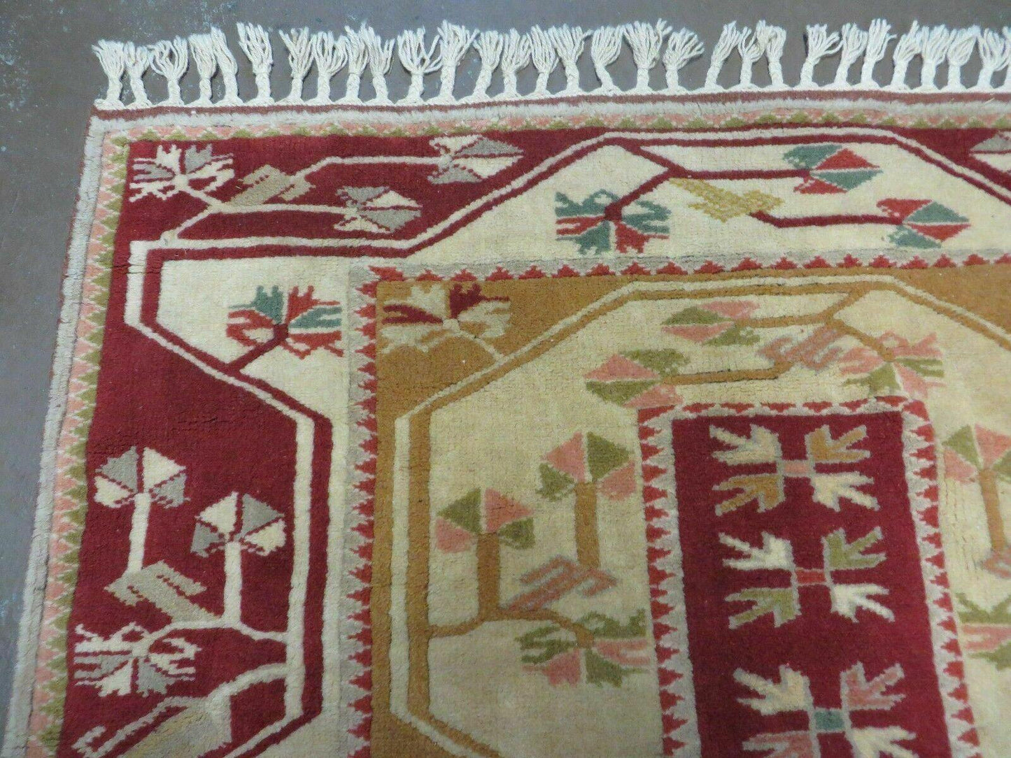 Vintage Turkish Kazak Wool Rug 4x6 Handmade Knotted Carpet Milas Origin