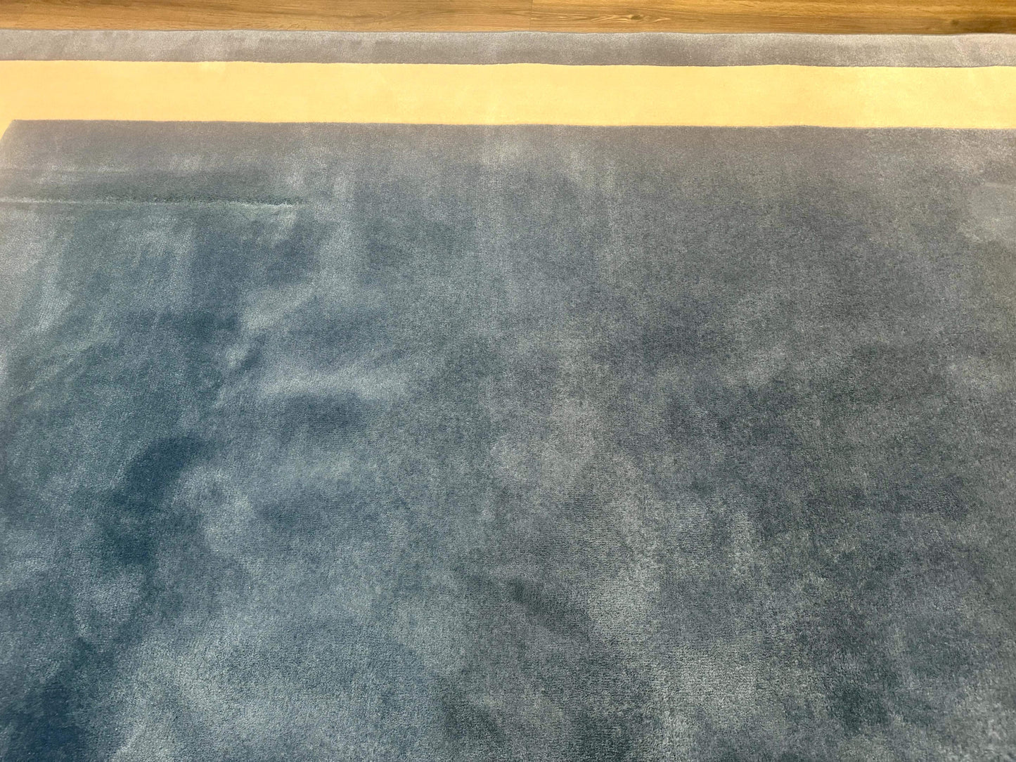 Blue And Cream Square Rug 10x10 Ft Hand Tufted Wool Modern Area Carpet