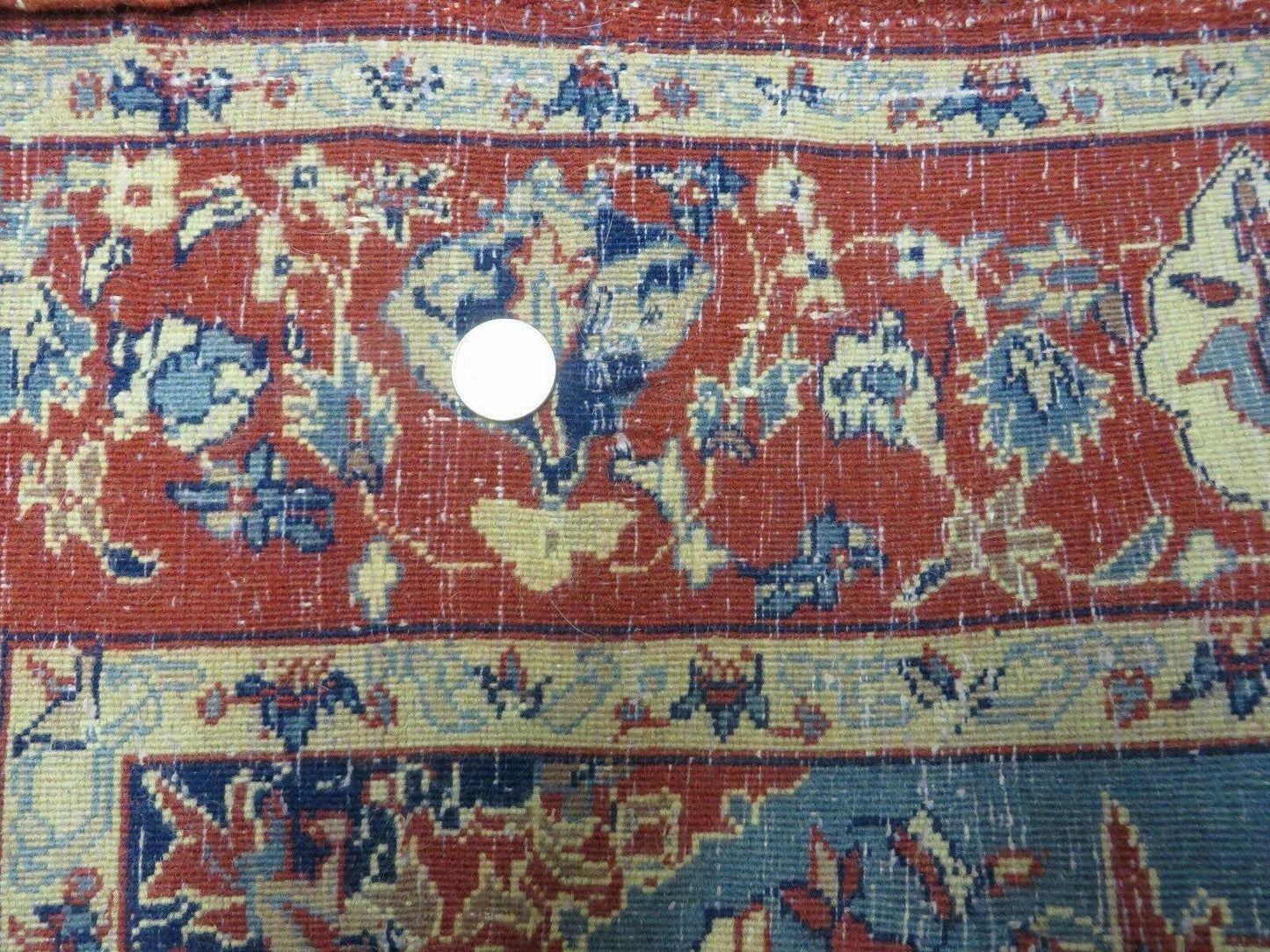 Oriental Floral Medallion Wool Rug Vintage Handmade 3x5 Beige Red Blue Veg Dyes