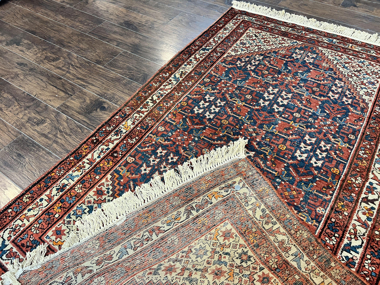 Persian Malayer Rug 4x7 Hand Knotted Wool Tribal Geometric Boho Antique Oriental Carpet