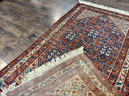 Persian Malayer Rug 4x7 Hand Knotted Wool Tribal Geometric Boho Antique Oriental Carpet