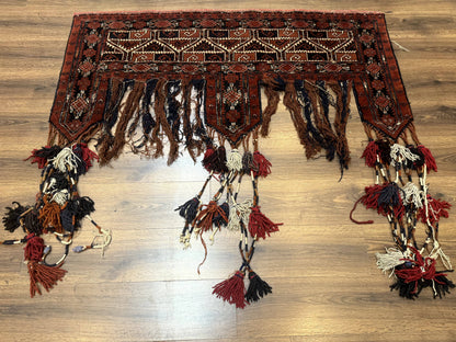 Antique Afghan Beshir Tent Header Rug Hand Knotted Wool Tribal Collectible