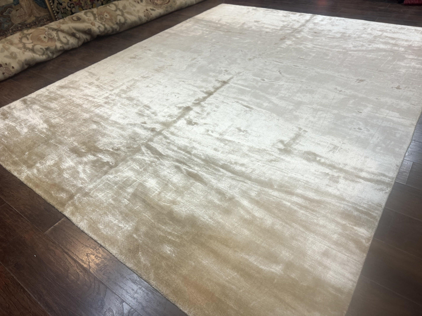 Silk Tibetan Rug 9x11 Hand Knotted Handmade Area Rug Modern Contemporary Carpet