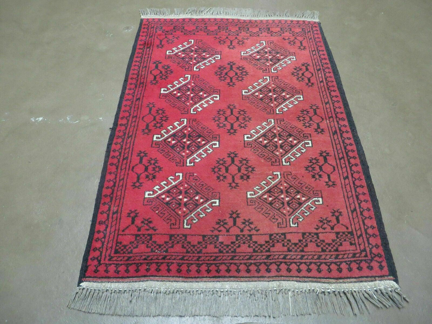 Vintage Turkoman Bokhara Rug Handmade Hand Knotted Fine Wool Full Pile 33x45