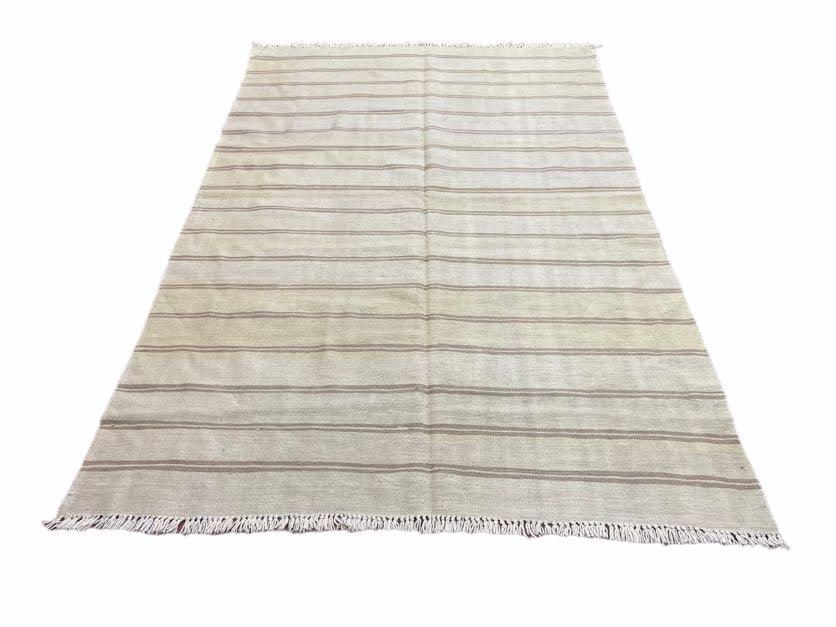 Turkish Kilim Rug 5x8 Hand Knotted Wool Flatweave Southwestern Gray