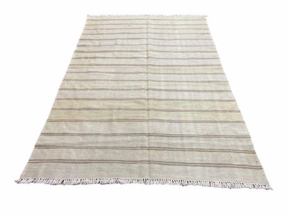 Turkish Kilim Rug 5x8 Hand Knotted Wool Flatweave Southwestern Gray