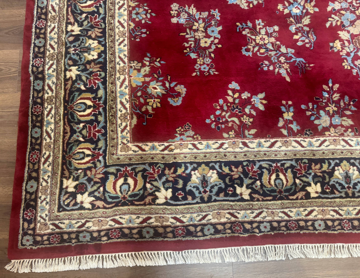 Indo Persian Sarouk Rug 10x14 Handmade Wool Carpet With Traditional Floral Design